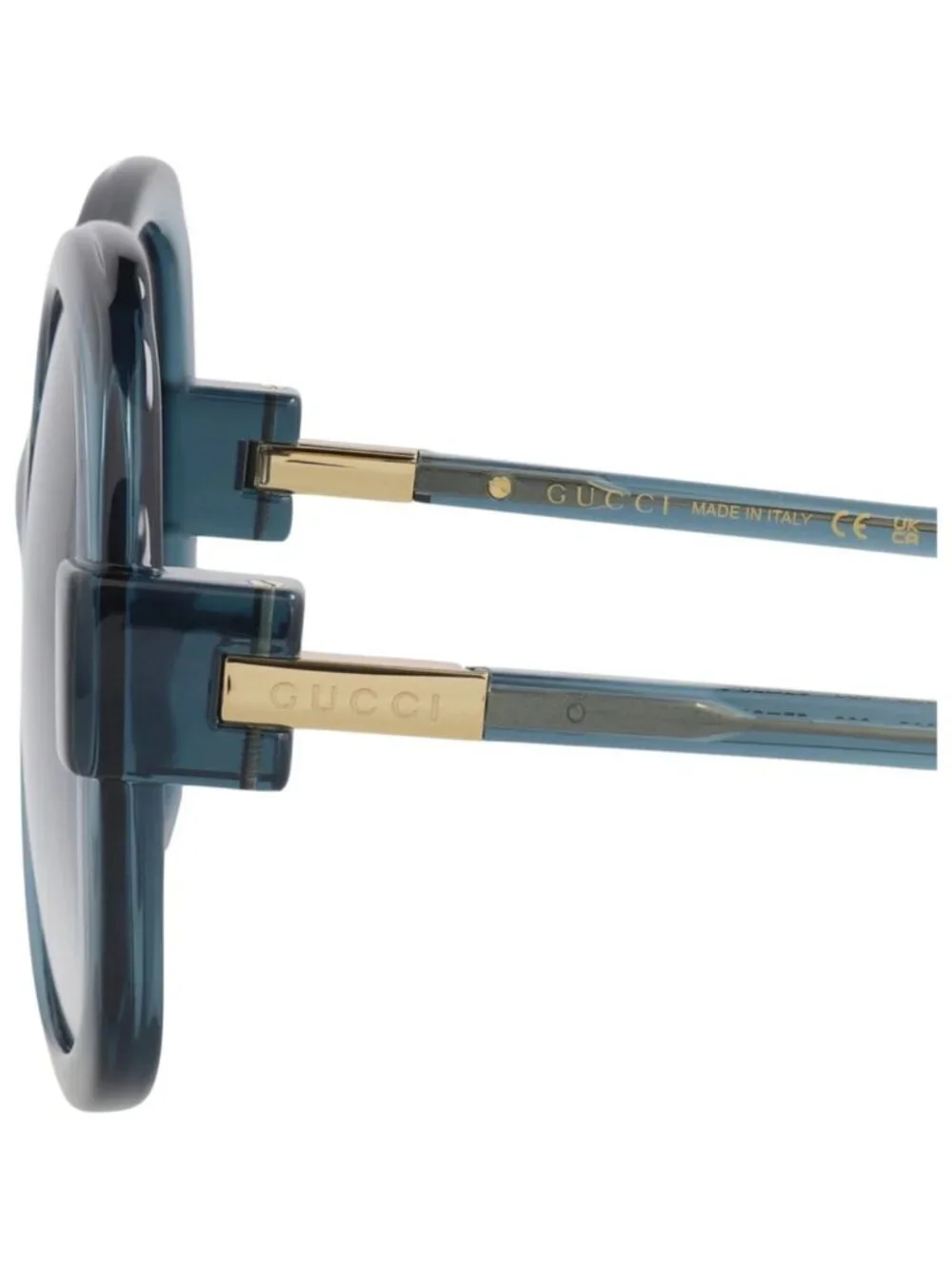 New Gucci Women's Sunglasses Round Oval Injection Frame Blue Blue Blue
